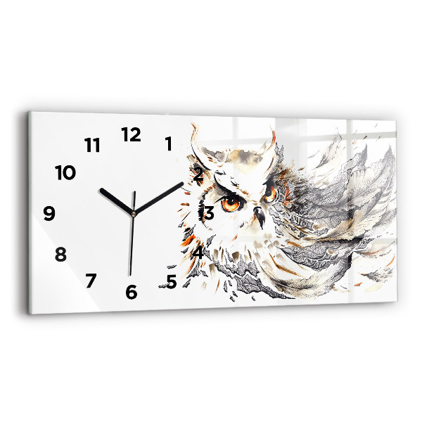 Glass wall clock rectangular Owl symbol of wisdom