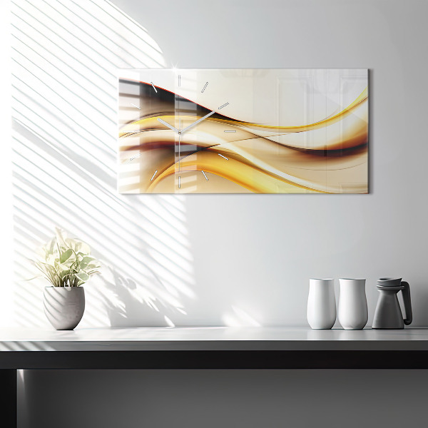 Glass wall clock rectangular Abstract wave