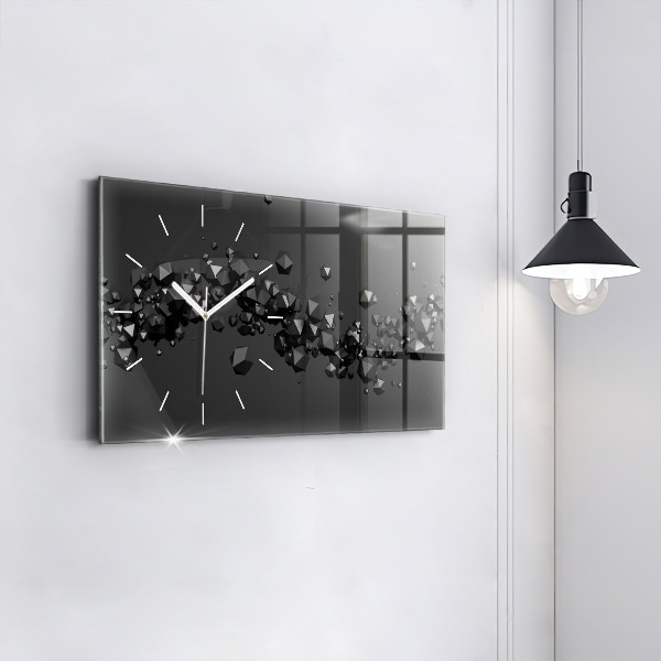 Glass wall clock rectangular Black abstraction