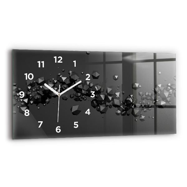 Glass wall clock rectangular Black abstraction