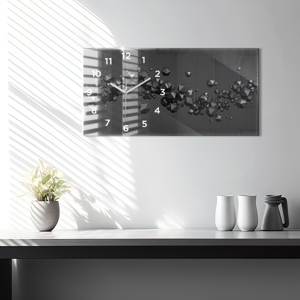 Glass wall clock rectangular Black abstraction