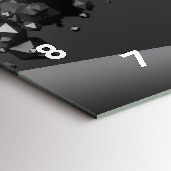 Glass wall clock rectangular Black abstraction