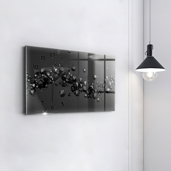 Glass wall clock rectangular Black abstraction