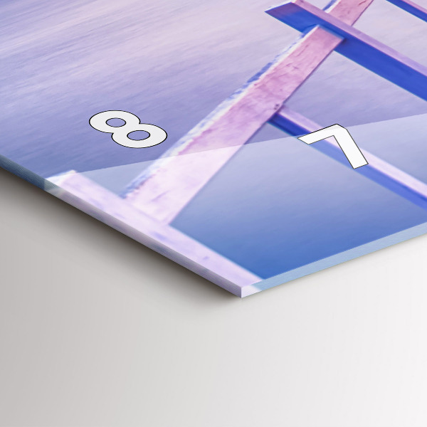 Glass wall clock rectangular The bridge in the port in the evening