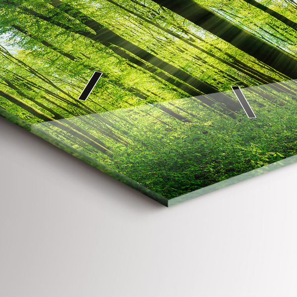 Glass wall clock rectangular Nature forest trees