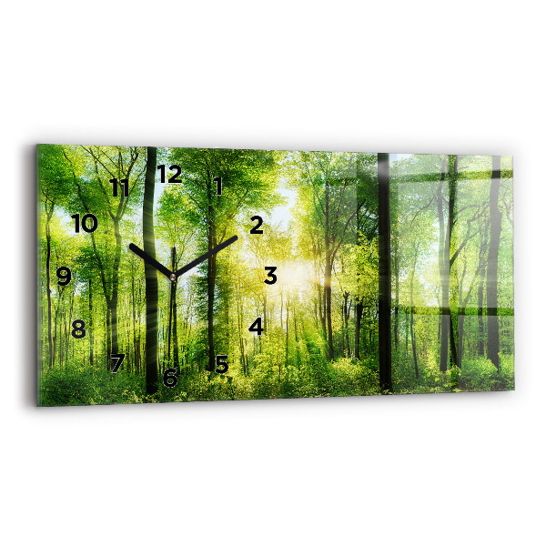 Glass wall clock rectangular Nature forest trees