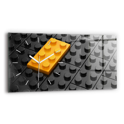 Glass wall clock rectangular Toy blocks