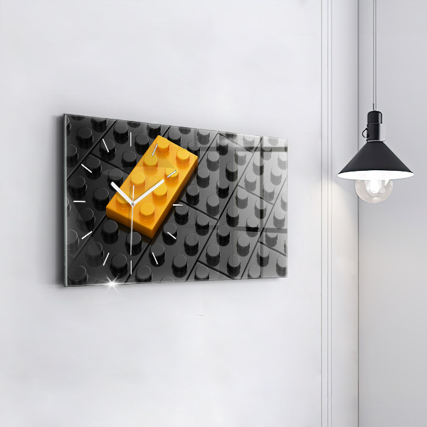 Glass wall clock rectangular Toy blocks