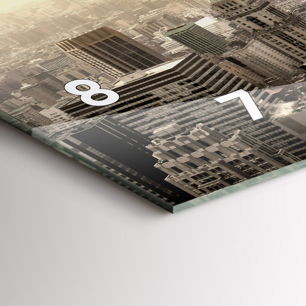 Glass wall clock rectangular New York Towers