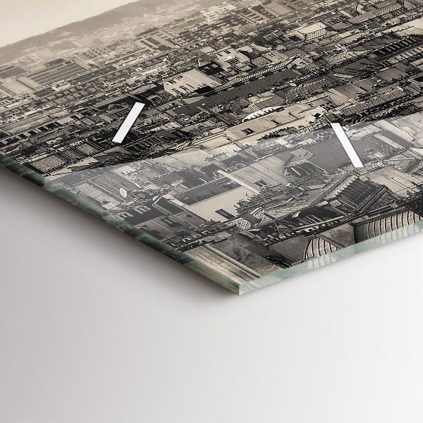 Glass wall clock rectangular Landscape panorama of Paris