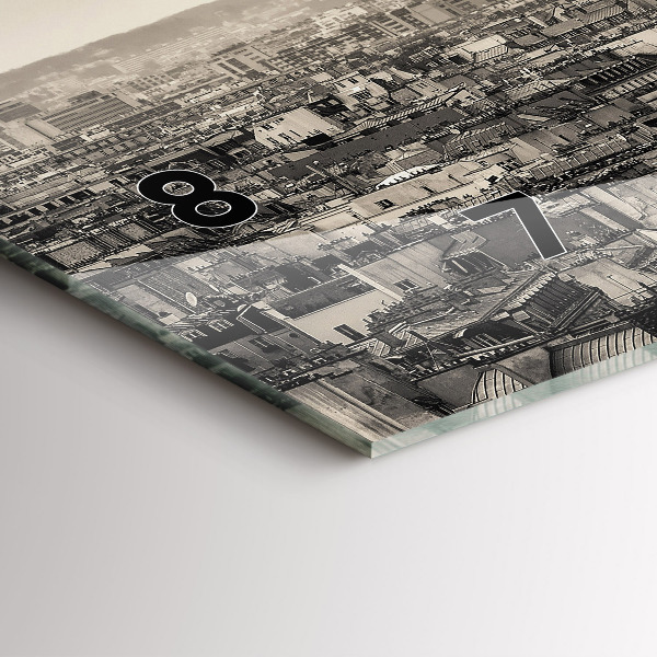 Glass wall clock rectangular Landscape panorama of Paris