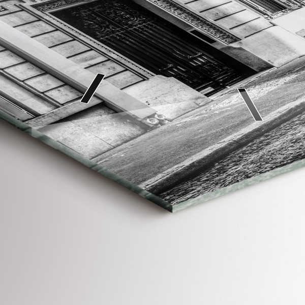 Glass wall clock rectangular Old car city