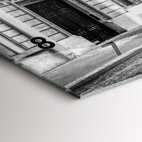 Glass wall clock rectangular Old car city