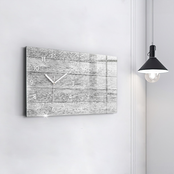Glass wall clock rectangular Wooden panels