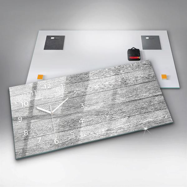 Glass wall clock rectangular Wooden panels