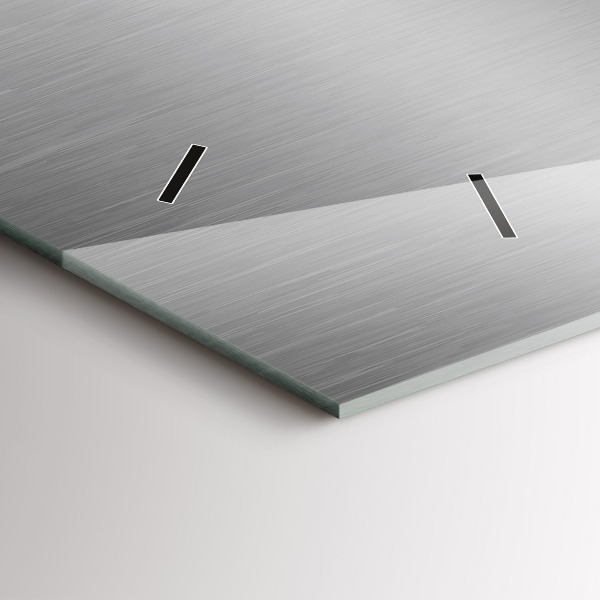 Glass wall clock rectangular Gray metal abstraction