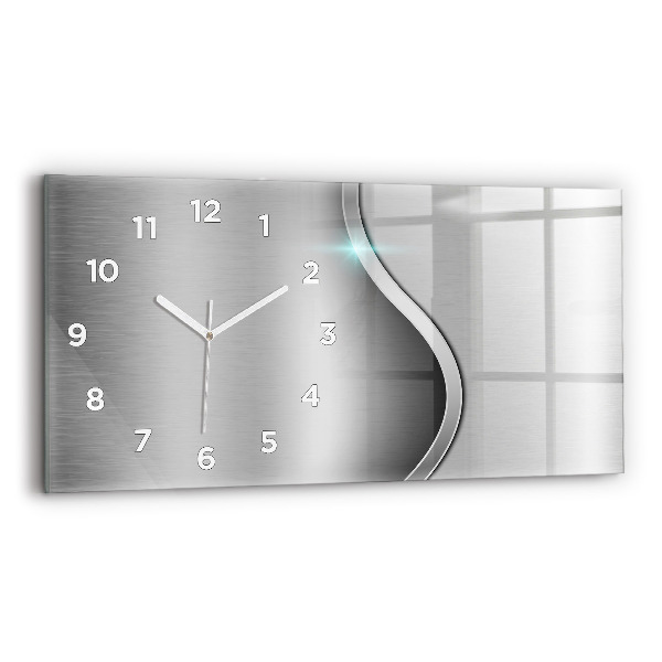 Glass wall clock rectangular Gray metal abstraction