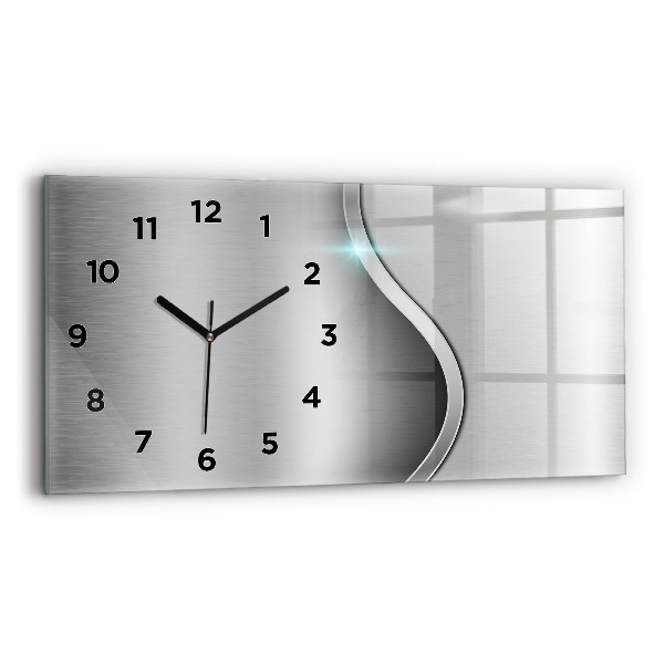 Glass wall clock rectangular Gray metal abstraction