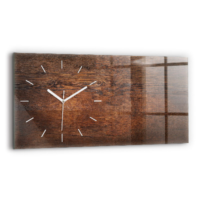 Glass wall clock rectangular Old wood
