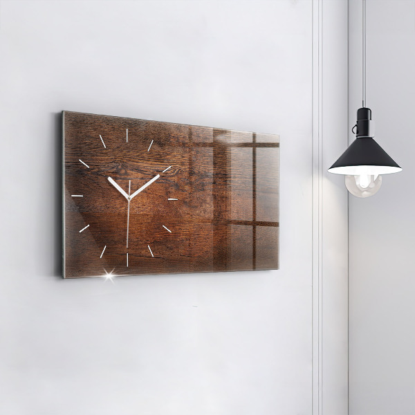 Glass wall clock rectangular Old wood