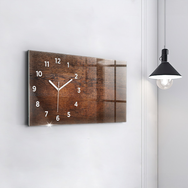 Glass wall clock rectangular Old wood