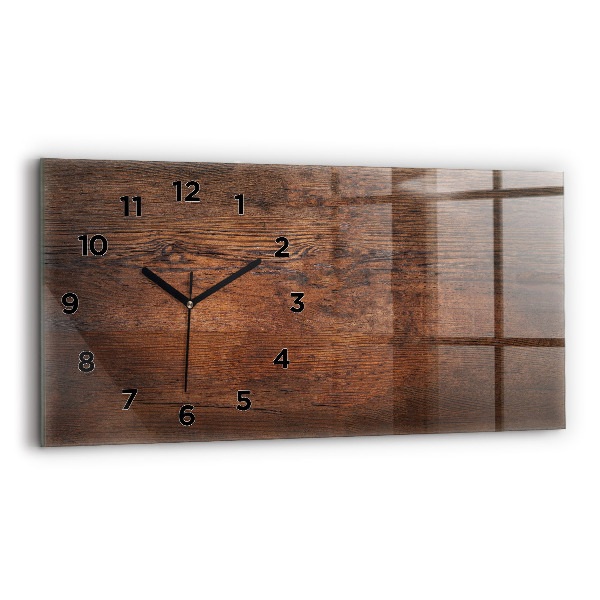 Glass wall clock rectangular Old wood