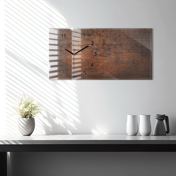 Glass wall clock rectangular Old wood