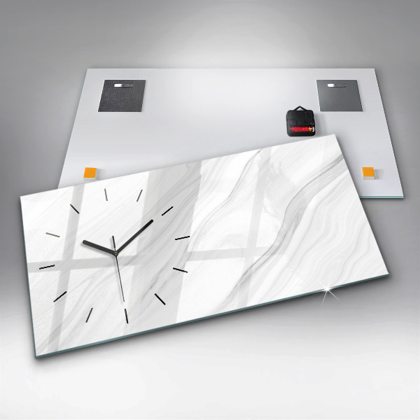Glass wall clock rectangular Decorative marble