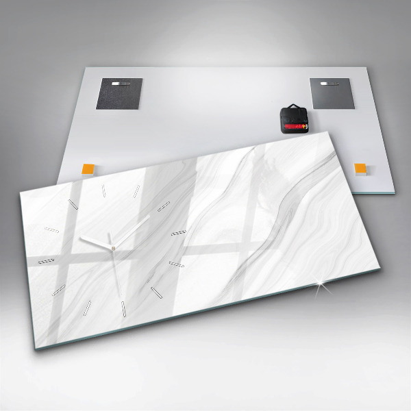 Glass wall clock rectangular Decorative marble