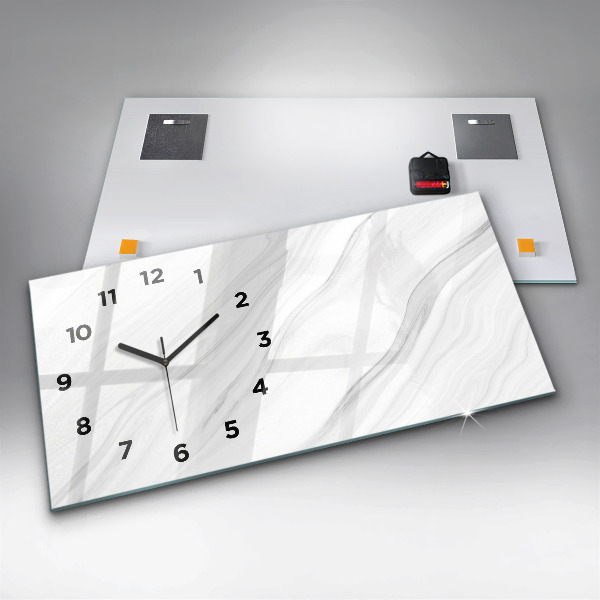 Glass wall clock rectangular Decorative marble
