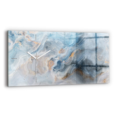 Glass wall clock rectangular Marble pattern