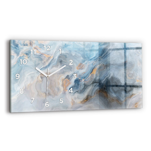 Glass wall clock rectangular Marble pattern