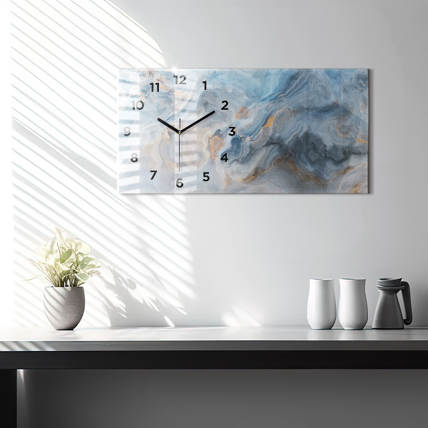Glass wall clock rectangular Marble pattern