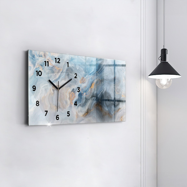Glass wall clock rectangular Marble pattern