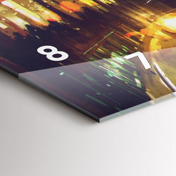 Glass wall clock rectangular Painted city