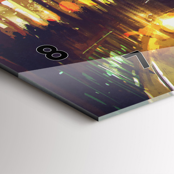 Glass wall clock rectangular Painted city