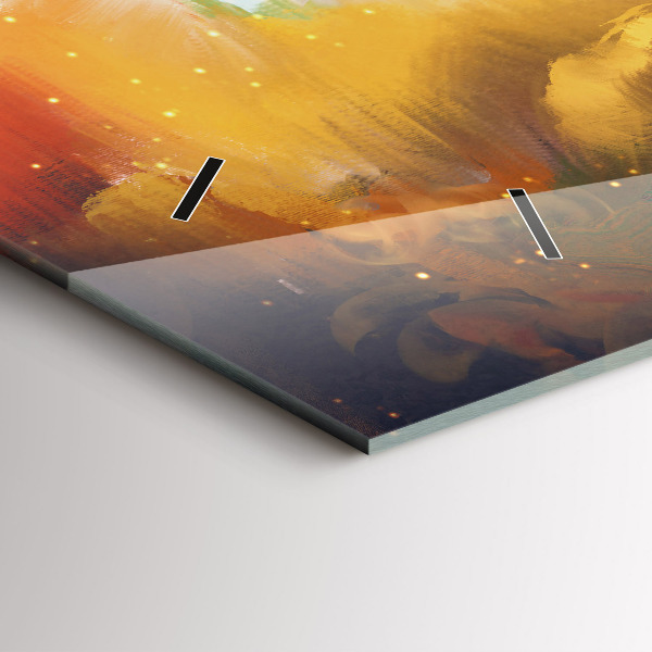 Glass wall clock rectangular Abstract painting