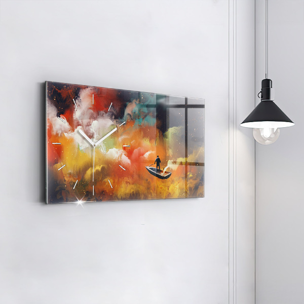 Glass wall clock rectangular Abstract painting