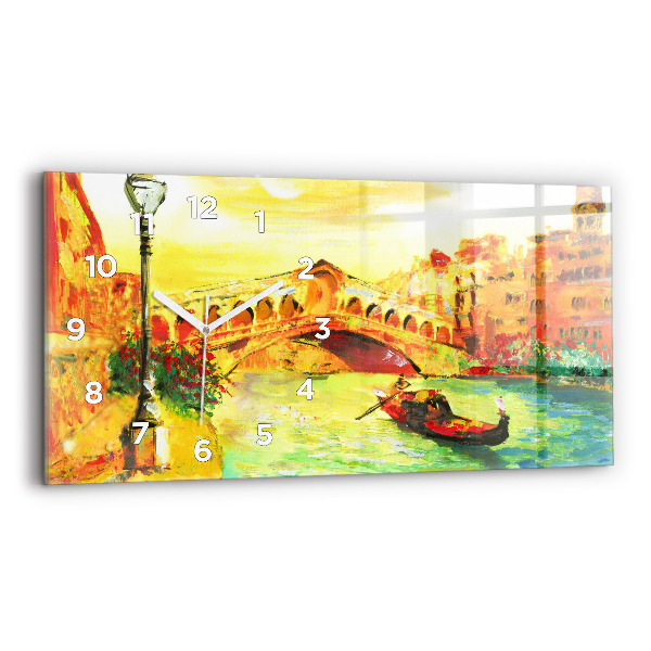 Glass wall clock rectangular Venice Rialto Bridge