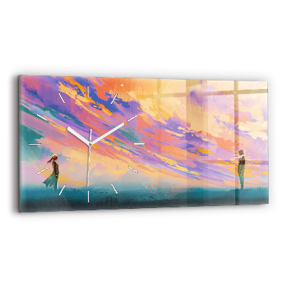 Glass wall clock rectangular Platonic love