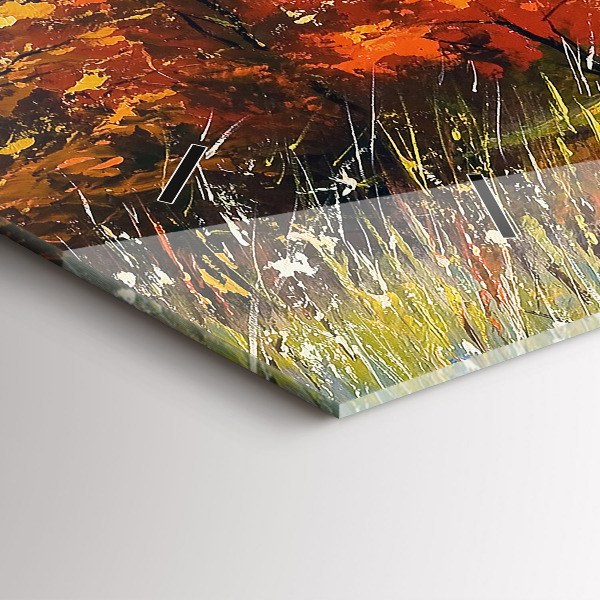 Glass wall clock rectangular Autumn landscape with a river