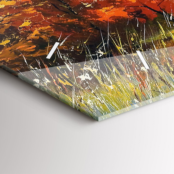 Glass wall clock rectangular Autumn landscape with a river