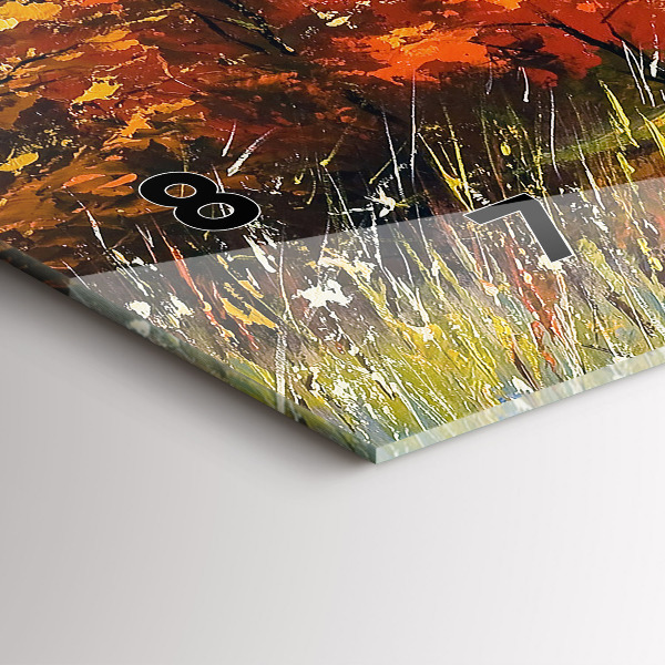 Glass wall clock rectangular Autumn landscape with a river