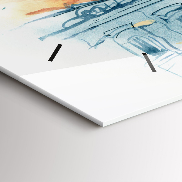 Glass wall clock rectangular People in watercolor