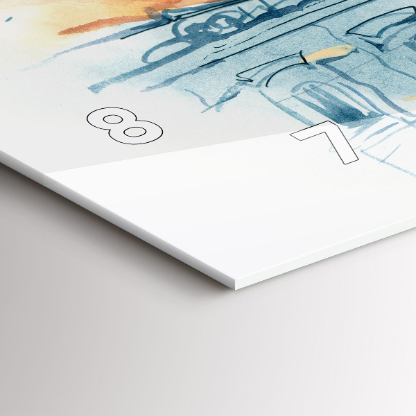 Glass wall clock rectangular People in watercolor