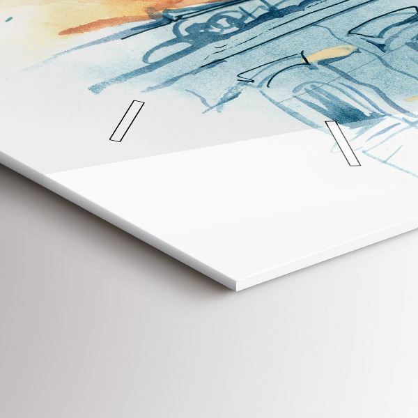 Glass wall clock rectangular People in watercolor