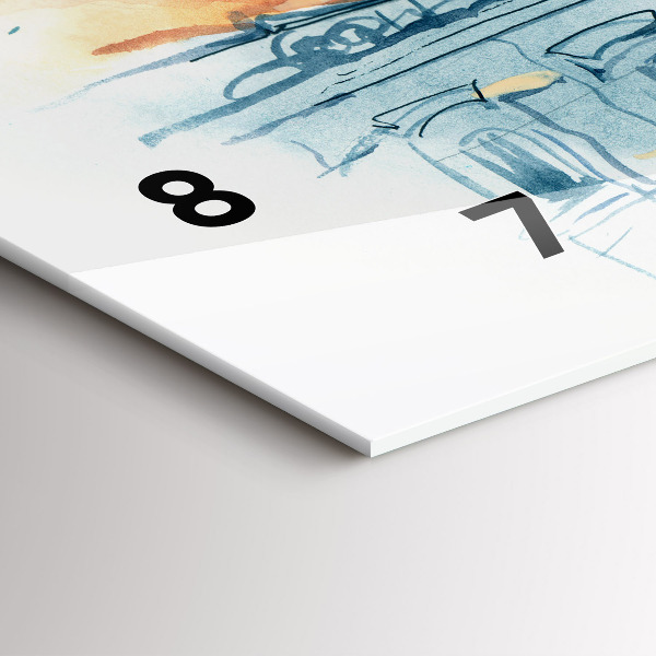 Glass wall clock rectangular People in watercolor