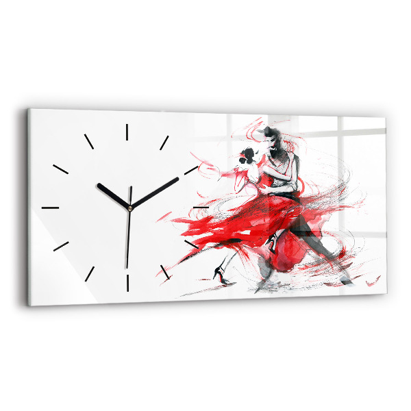Glass wall clock rectangular Dancing couple