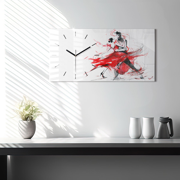 Glass wall clock rectangular Dancing couple
