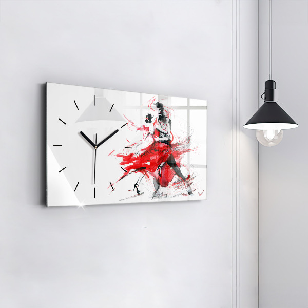 Glass wall clock rectangular Dancing couple